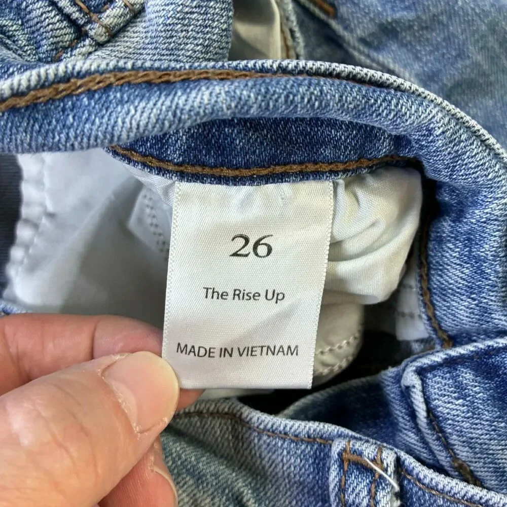 Willow + Root Rise Up Jeans Womens 26 Light Wash Distressed Straight Leg Stretch - Picture 4 of 9